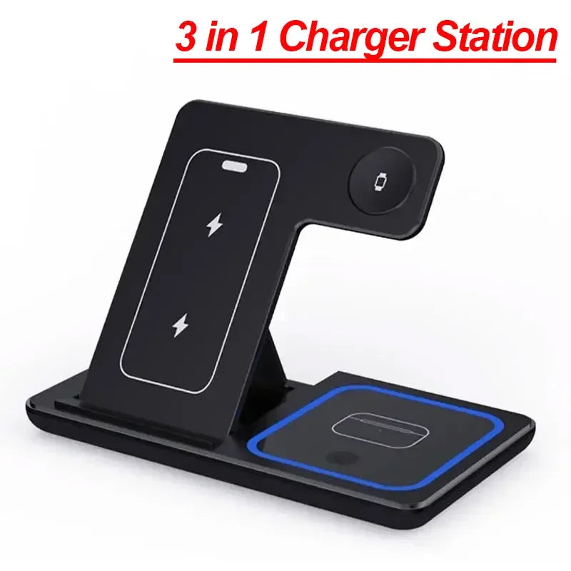 Foldable 3 in 1 Wireless Travel Charger