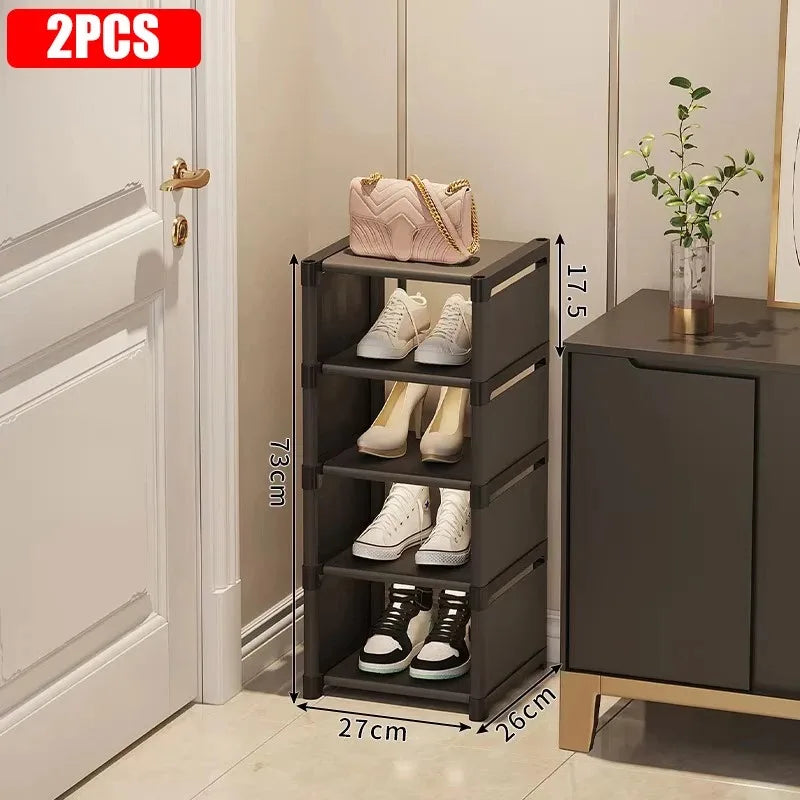 Stackable Shoe Rack Organizer Non-Woven Fabric Space Saving Entryway/Closet/Underbed Storage Home Organization Easy Assembly