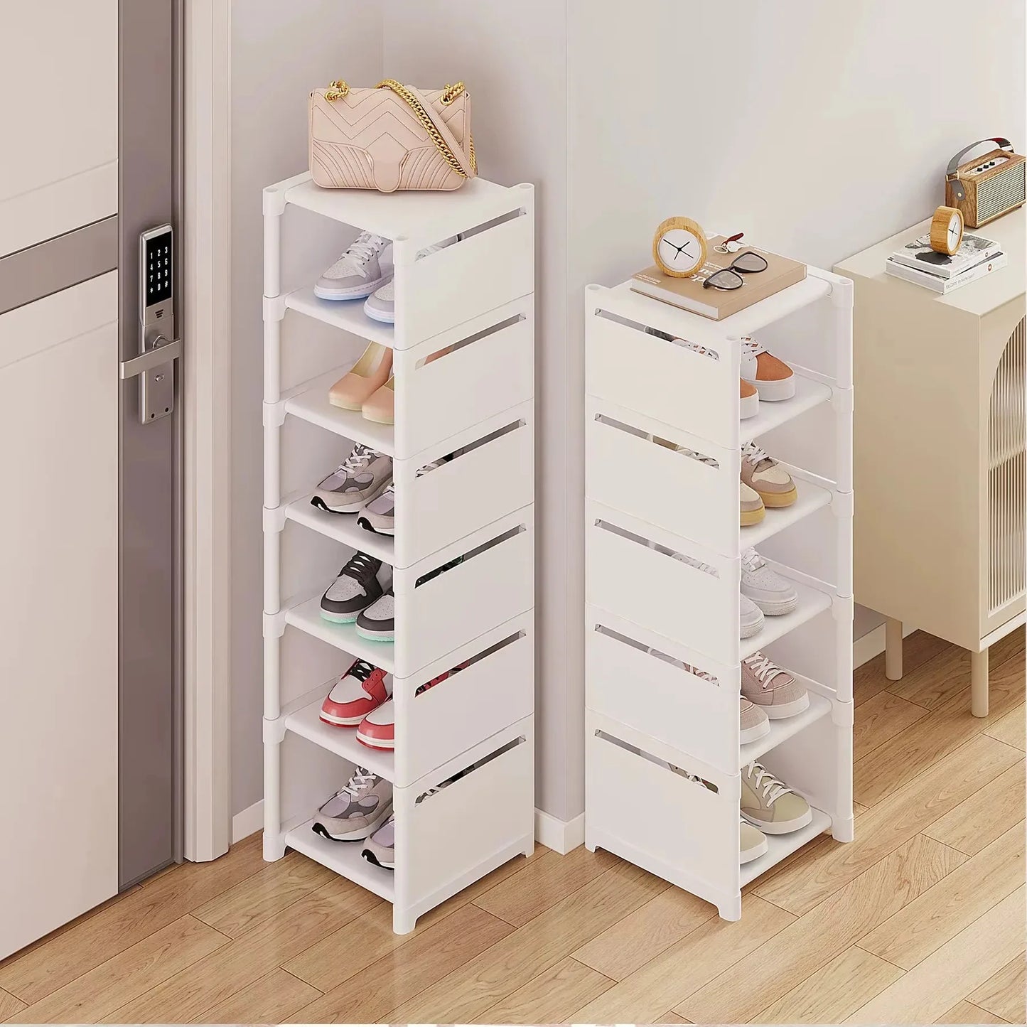 Stackable Shoe Rack Organizer Non-Woven Fabric Space Saving Entryway/Closet/Underbed Storage Home Organization Easy Assembly