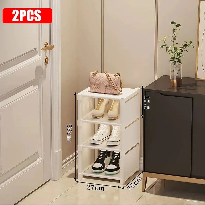 Stackable Shoe Rack Organizer Non-Woven Fabric Space Saving Entryway/Closet/Underbed Storage Home Organization Easy Assembly