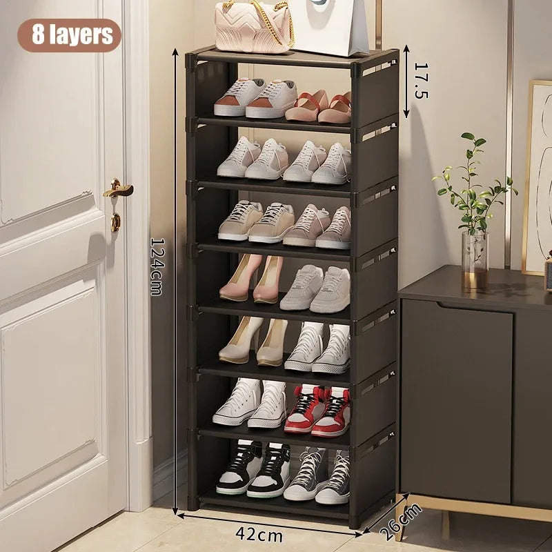 Stackable Shoe Rack Organizer Non-Woven Fabric Space Saving Entryway/Closet/Underbed Storage Home Organization Easy Assembly