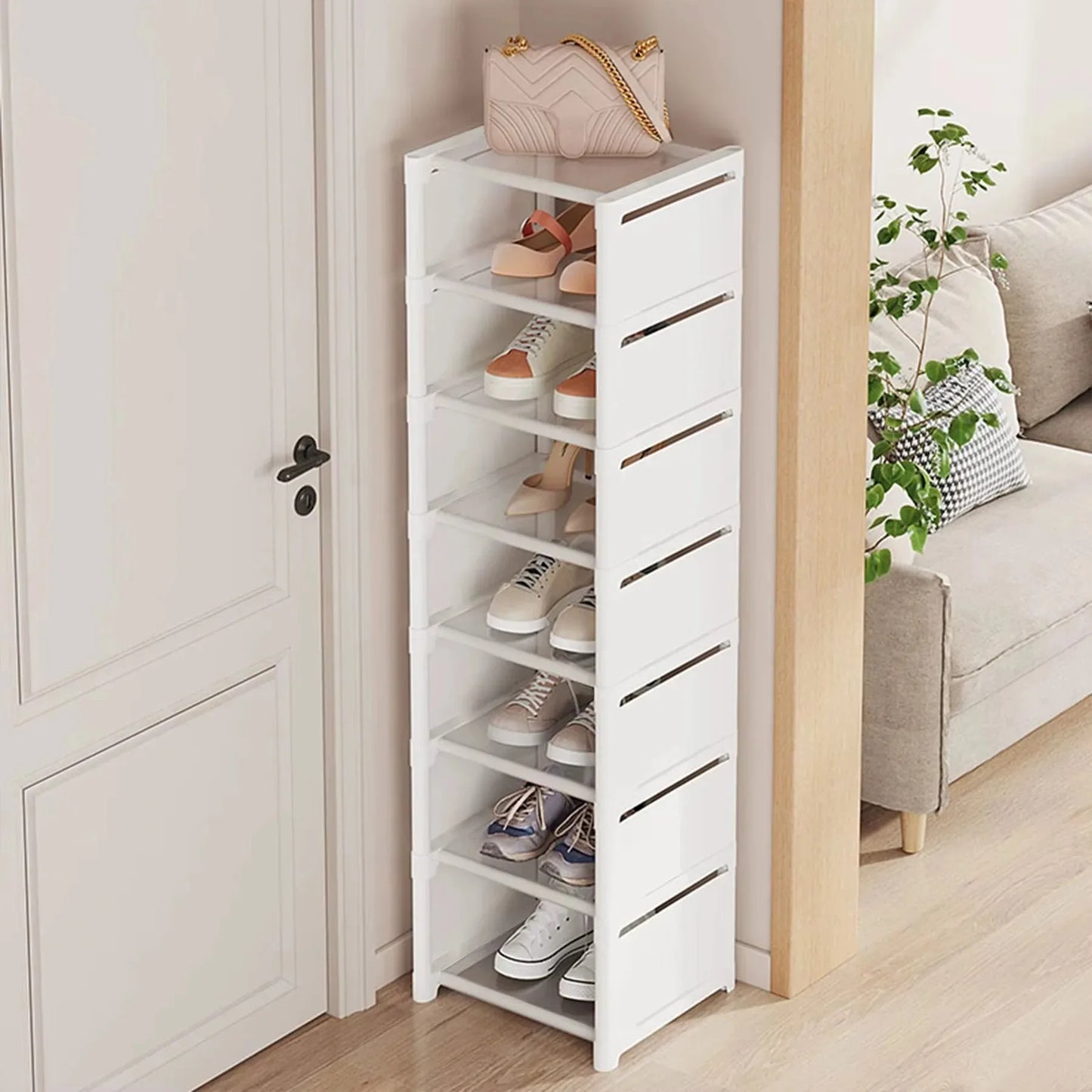 Stackable Shoe Rack Organizer Non-Woven Fabric Space Saving Entryway/Closet/Underbed Storage Home Organization Easy Assembly