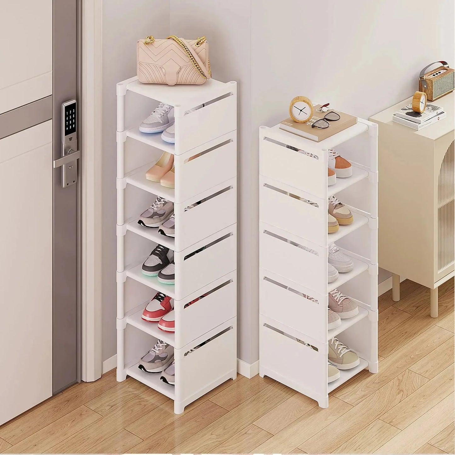 Stackable Shoe Rack Organizer Non-Woven Fabric Space Saving Entryway/Closet/Underbed Storage Home Organization Easy Assembly