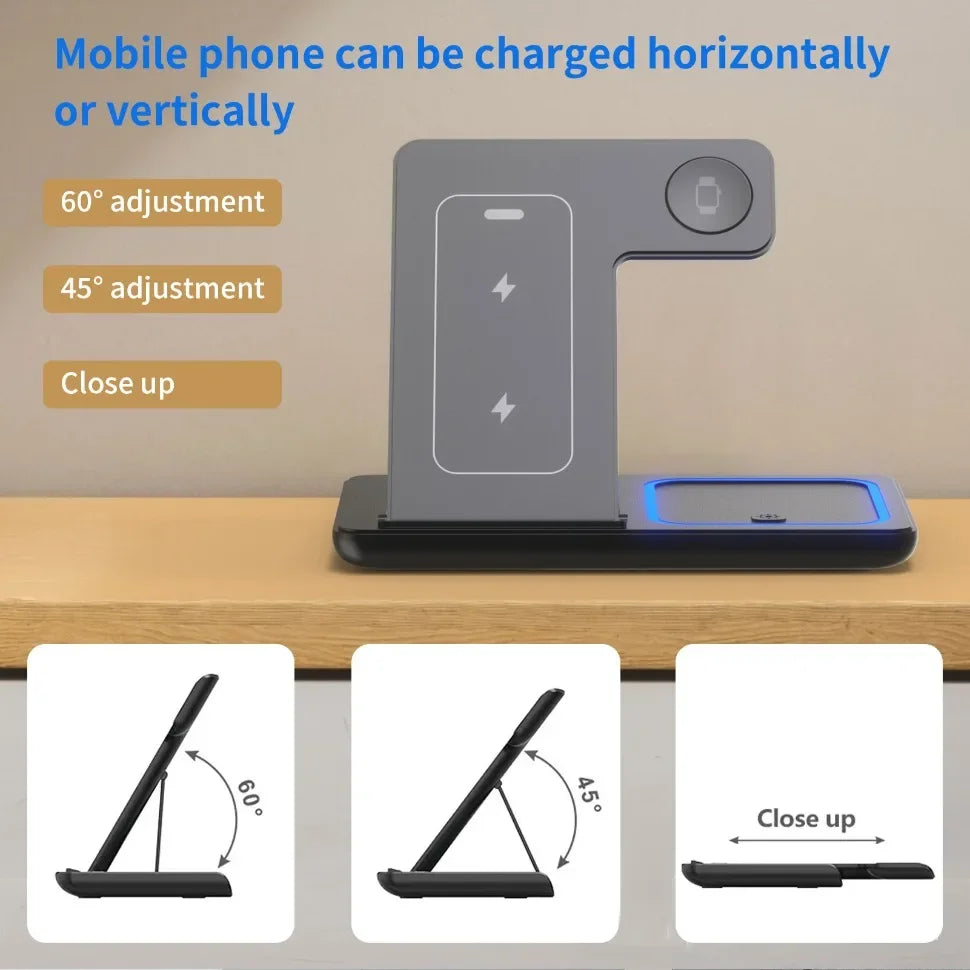 Foldable 3 in 1 Wireless Travel Charger