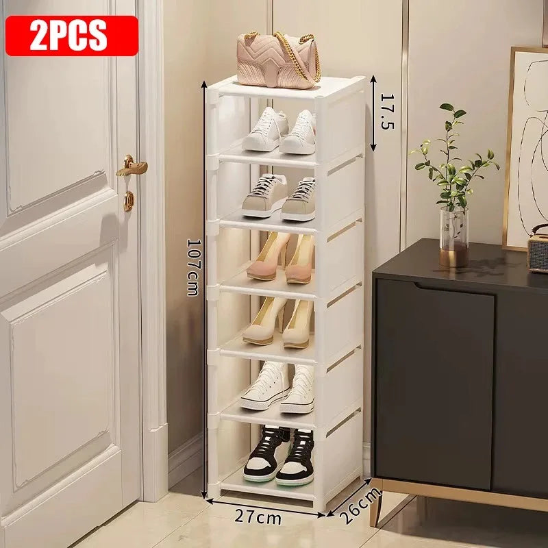 Stackable Shoe Rack Organizer Non-Woven Fabric Space Saving Entryway/Closet/Underbed Storage Home Organization Easy Assembly