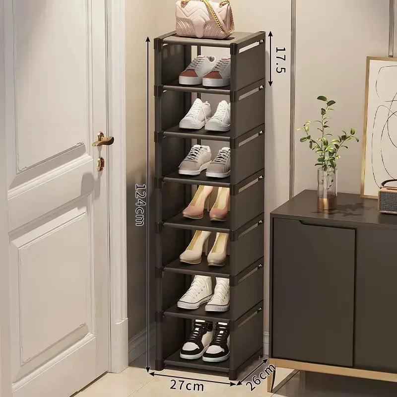 Stackable Shoe Rack Organizer Non-Woven Fabric Space Saving Entryway/Closet/Underbed Storage Home Organization Easy Assembly