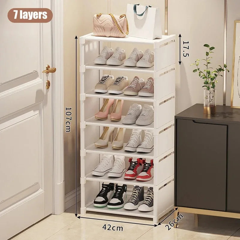 Stackable Shoe Rack Organizer Non-Woven Fabric Space Saving Entryway/Closet/Underbed Storage Home Organization Easy Assembly