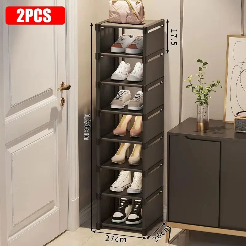 Stackable Shoe Rack Organizer Non-Woven Fabric Space Saving Entryway/Closet/Underbed Storage Home Organization Easy Assembly