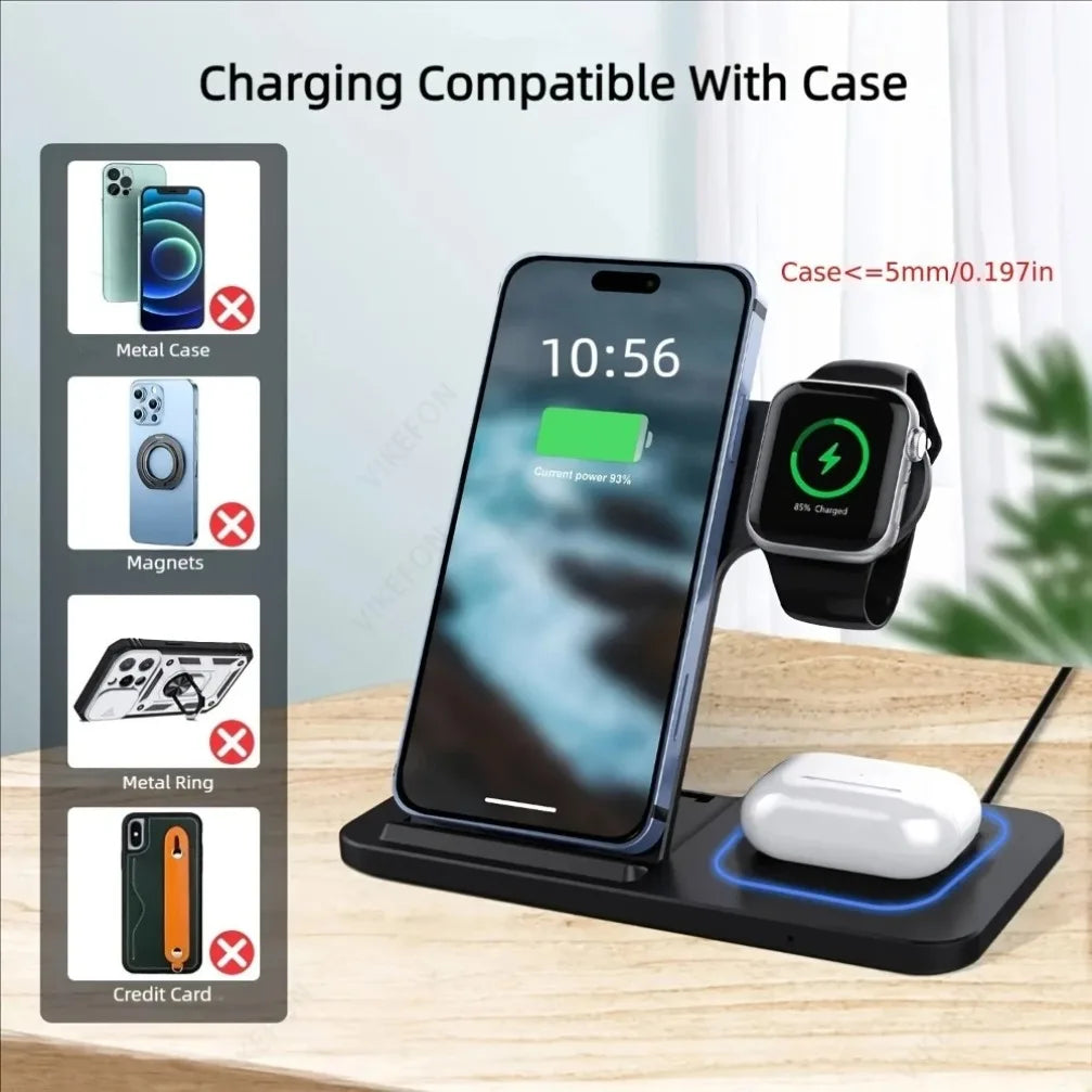 Foldable 3 in 1 Wireless Travel Charger