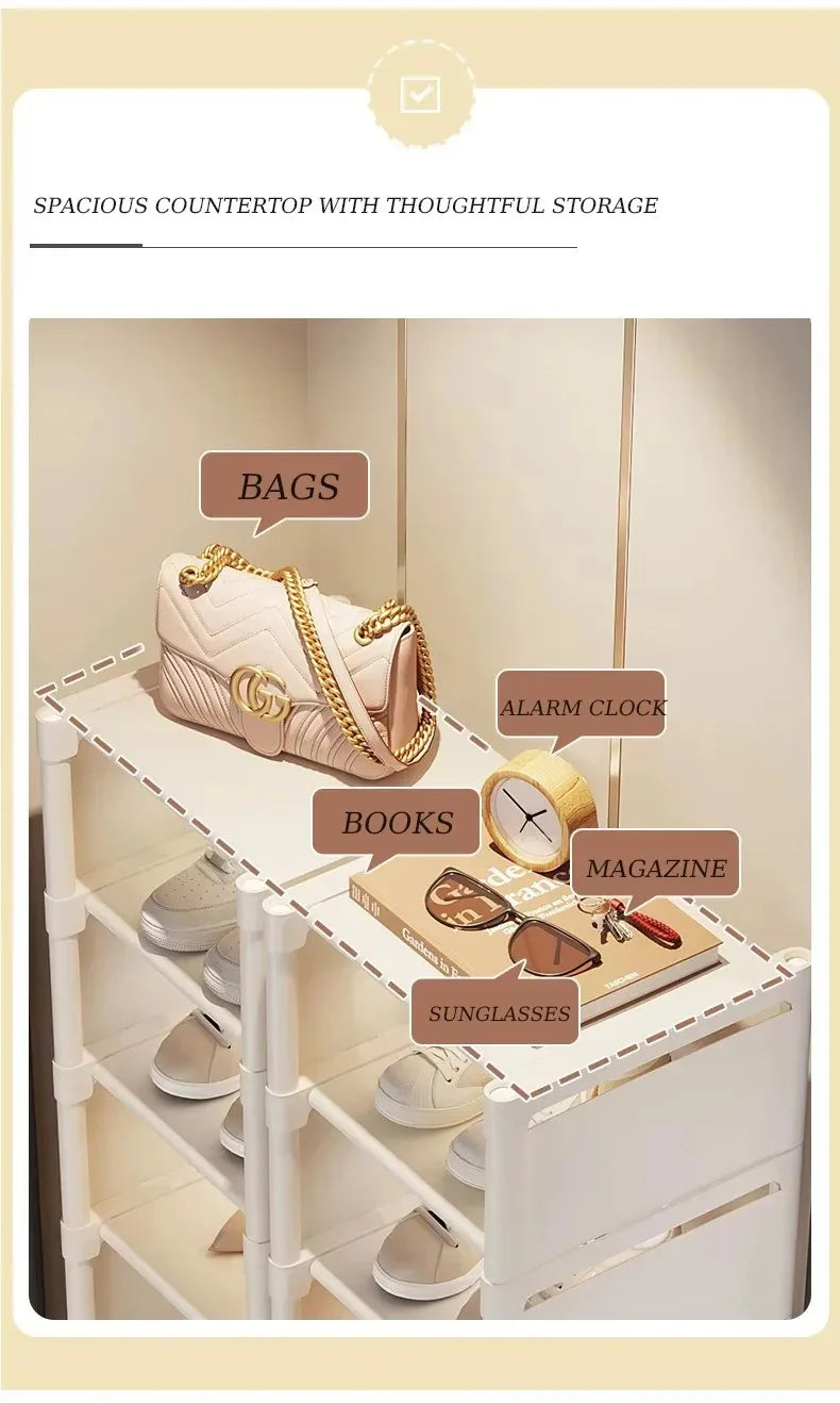 Stackable Shoe Rack Organizer Non-Woven Fabric Space Saving Entryway/Closet/Underbed Storage Home Organization Easy Assembly