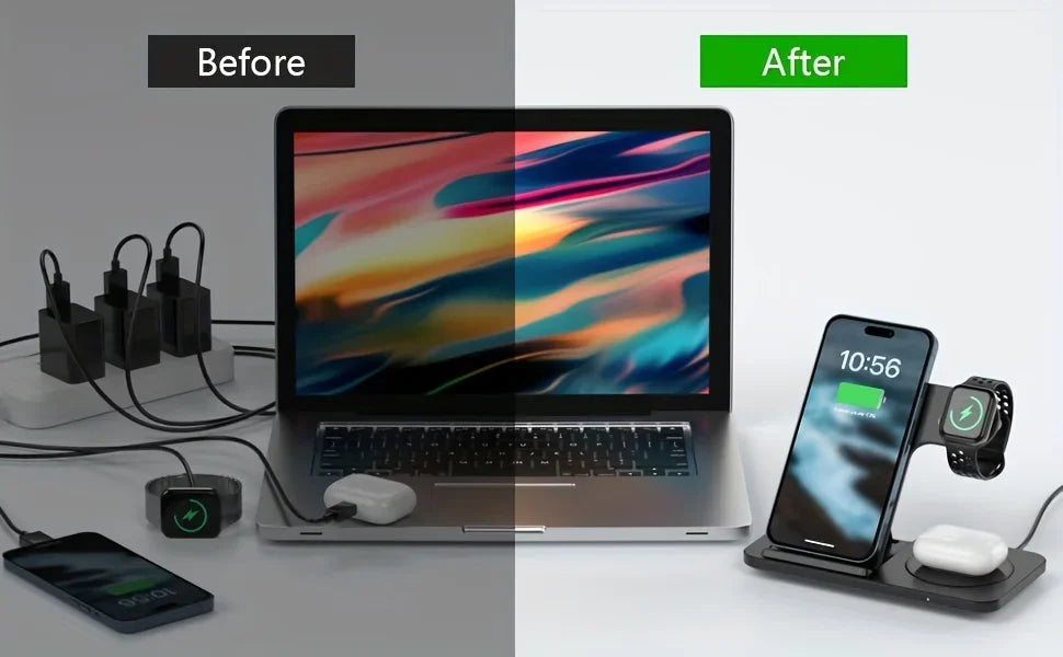 Foldable 3 in 1 Wireless Travel Charger